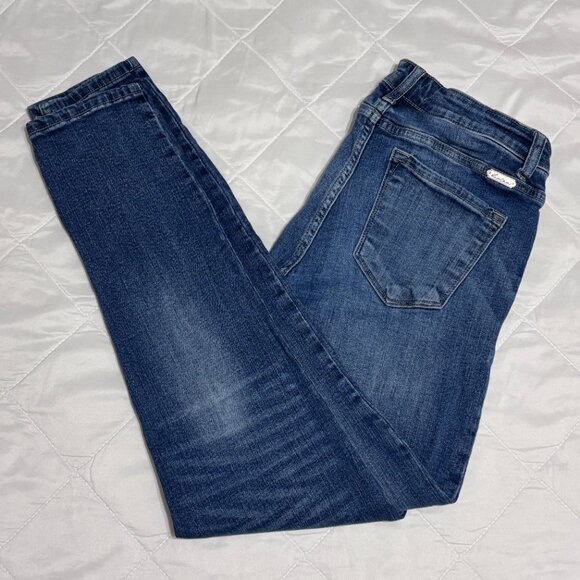 KanCan Los Angeles Women's Sz 9/28 Blue Skinny Jeans Stretch Mid-Rise Distressed - Picture 10 of 11